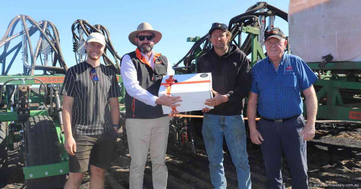 Wandering grower Brendon Hardie takes in the 2000th Ausplow seeding bar