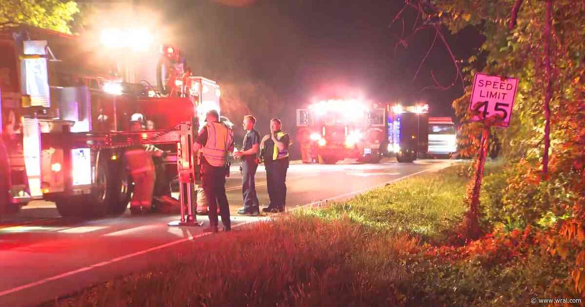 Person hospitalized after Durham crash pins car between trees, police say