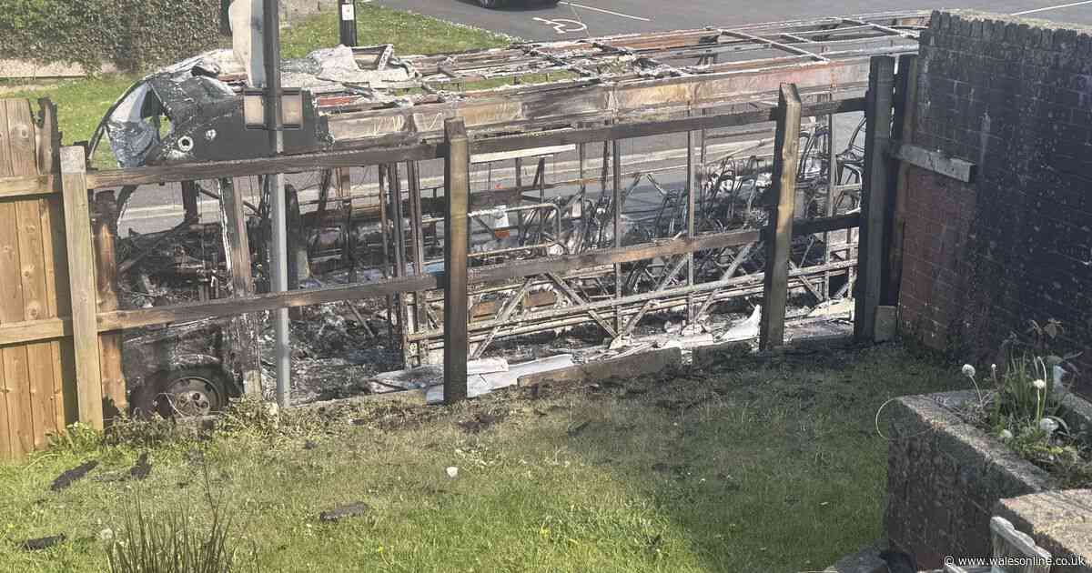 Video shows how a bus exploded several times as it was engulfed in a massive flame on busy Welsh road