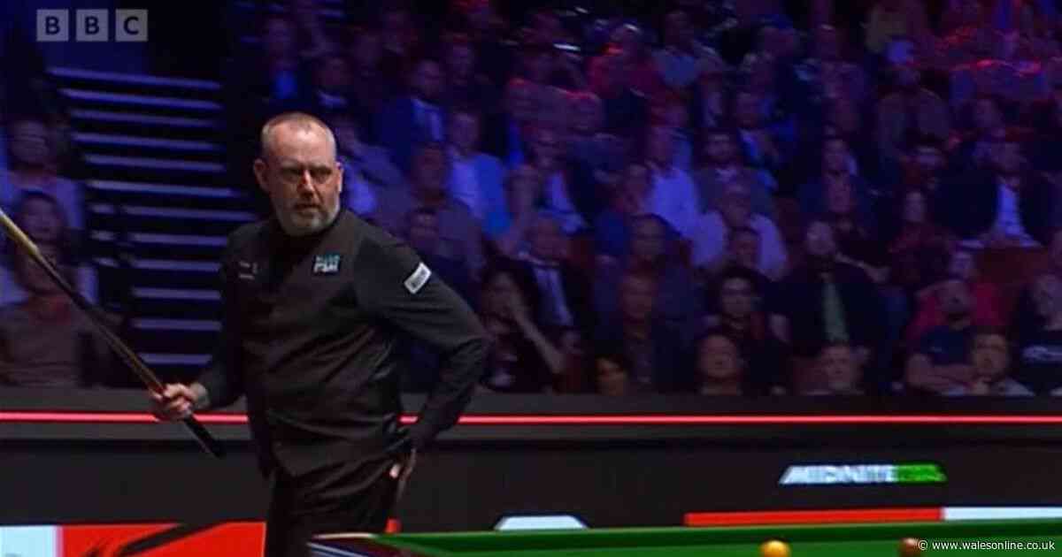 Crucible crowd erupts as Mark Williams shouts two words at fan mid-frame