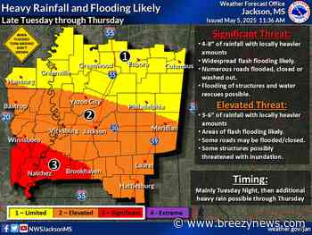 Flood Threat Shifts to the Southwest