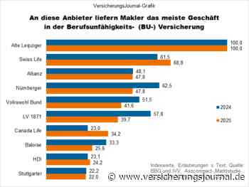 An welche Berufsunfähigkeitsversicherer Makler das meiste Geschäft liefern