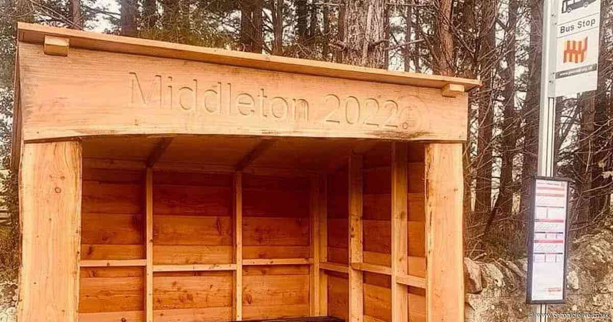 Northumberland bus shelter recreated using trees that crushed the original during Storm Arwen
