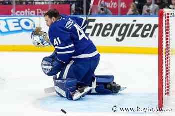 Toronto Maple Leafs goalie Anthony Stolarz leaves in second period of Game 1
