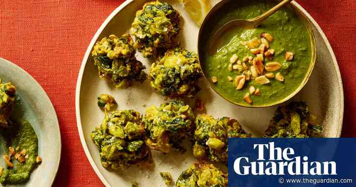Georgina Hayden’s recipe for spring onion and spinach pakoras