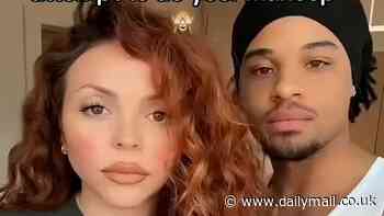 Jesy Nelson lets boyfriend Zion Foster do her makeup in hospital as the couple prepare to welcome twins following emergency surgery