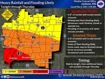 Heaviest Rain Expected South of Local Area