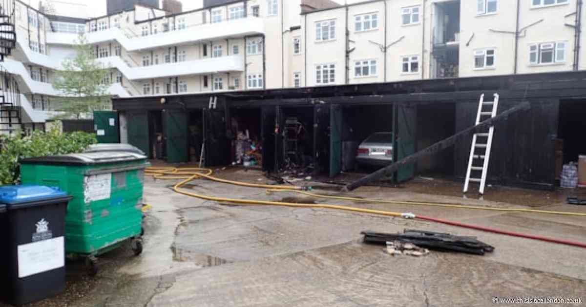 Row of garages destroyed in battery fire in Surbiton