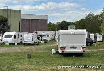 Dozens of travellers pitch up near leisure centre