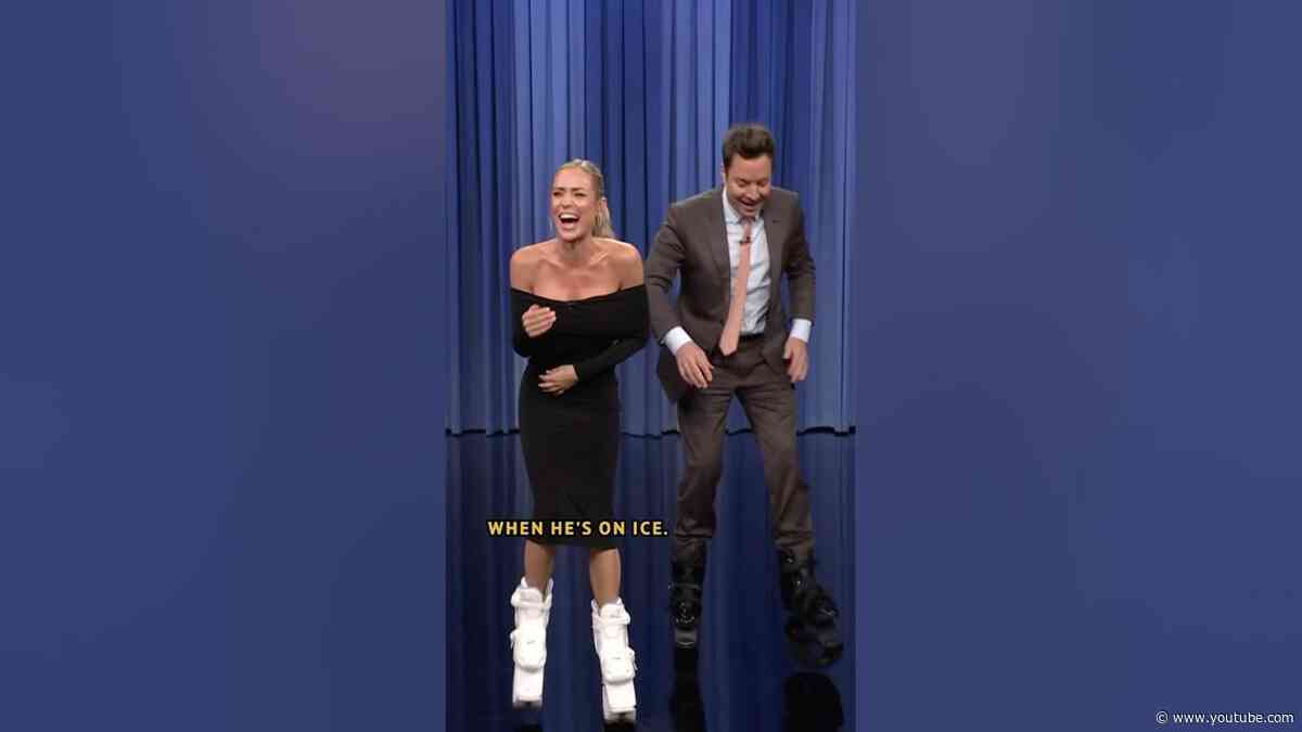 #KristinCavallari introduces Jimmy to her new workout obsession: moon shoes! 😂 #FallonTonight