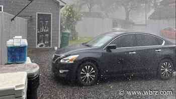 Hail falling in Denham Springs, Livingston