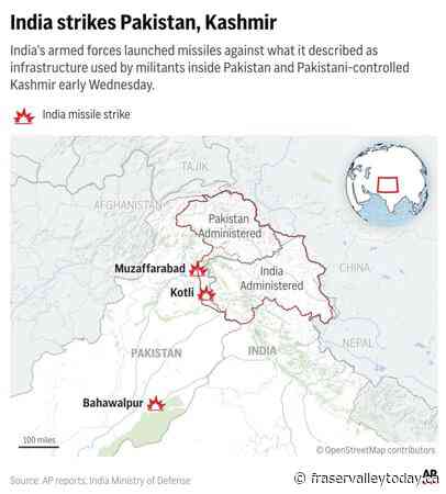 The Latest: India fires missiles across the border with Pakistan, killing at least 1, officials say