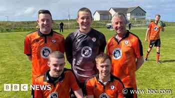 Grandad, sons and grandson in island football team