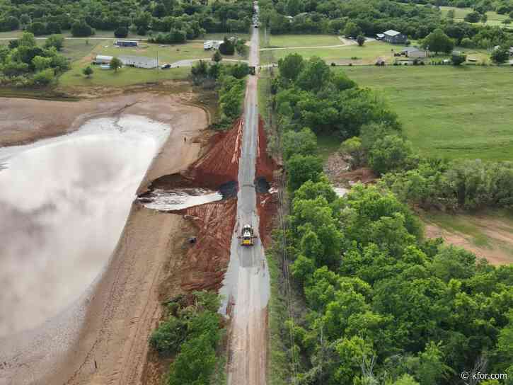 Grady County families no longer stranded after crews repair flooded-out road