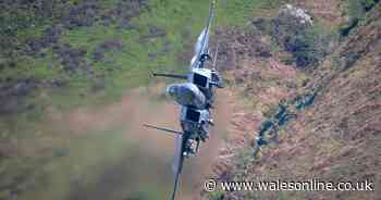 US warplane seen tearing through sky over Wales