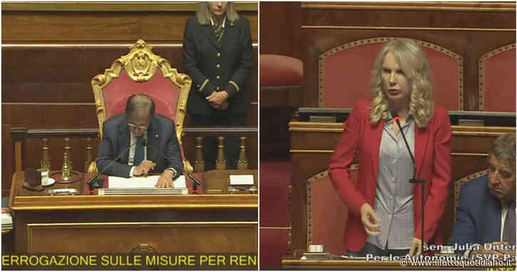 Il commento di La Russa alla fine dell’intervento della senatrice Unterberger: “Certo, come no…” – Video