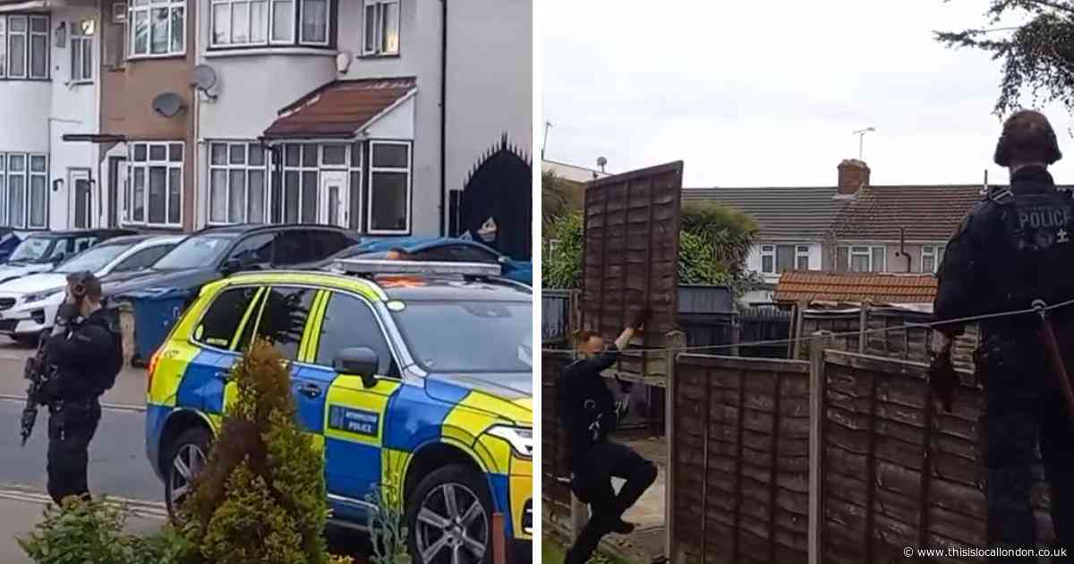 Shocking footage shows armed police searching Queensbury roads after 'gun sighting'