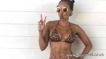 Mel B, 49, shows off her ageless physique in a signature leopard print bikini as she shares then and now snaps amid claims of Spice Girls reunion tour