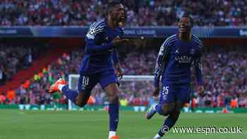 Dembélé on bench for PSG, Arsenal's Partey starts