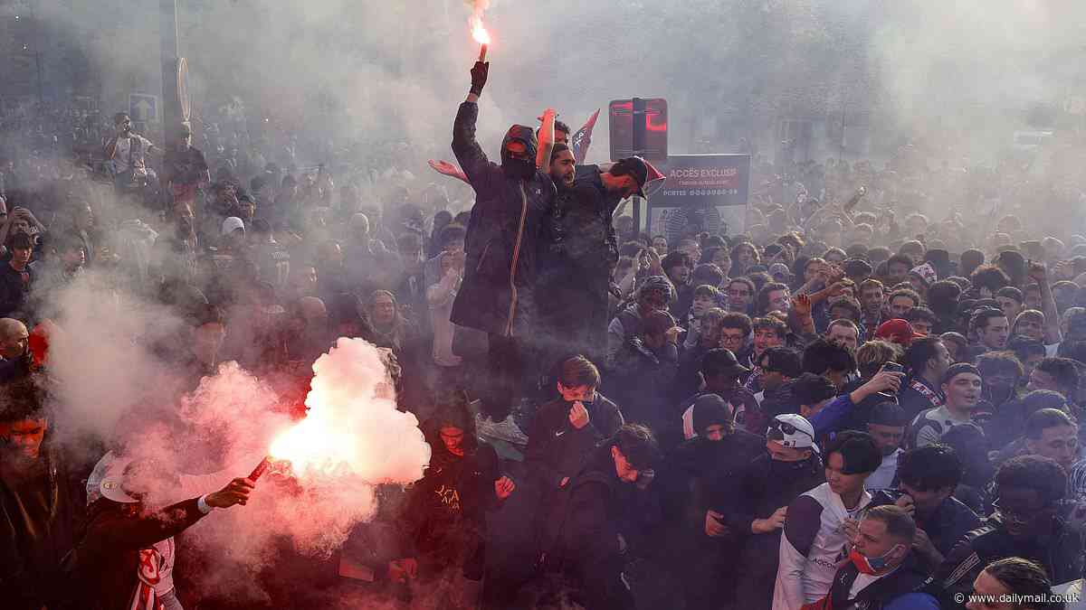 Paris Saint-Germain fans 'teargassed in clash with riot police' in the French capital ahead of crunch Champions League tie with Arsenal
