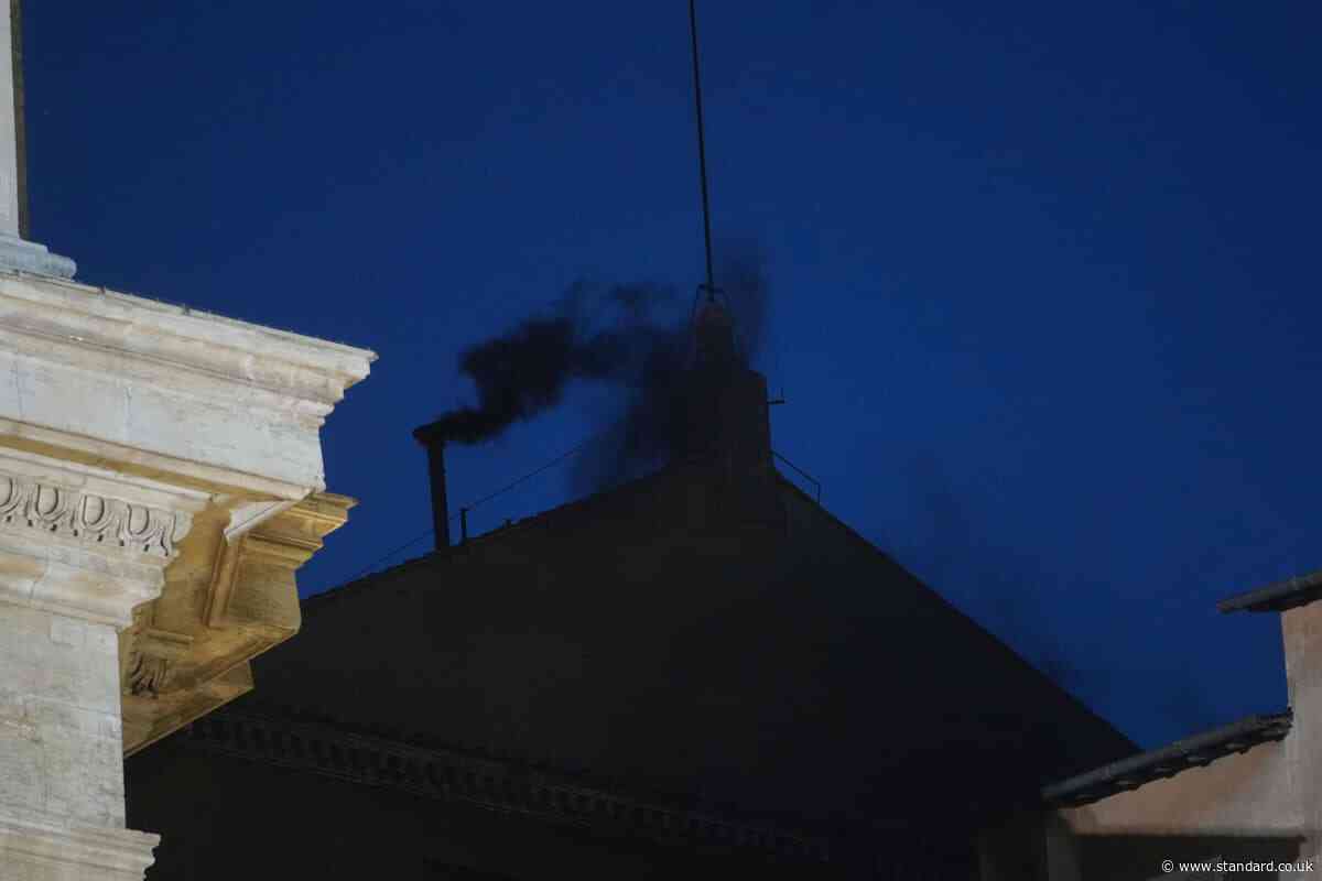Black smoke from Sistine Chapel chimney confirms no pope elected in first conclave vote