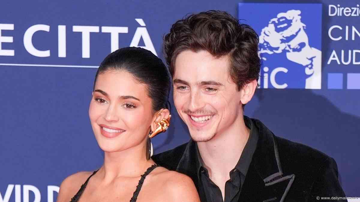 Kylie Jenner and boyfriend Timothee Chalamet FINALLY make their red carpet debut as she shows off her curves in a plunging black gown at glitzy awards show in Rome