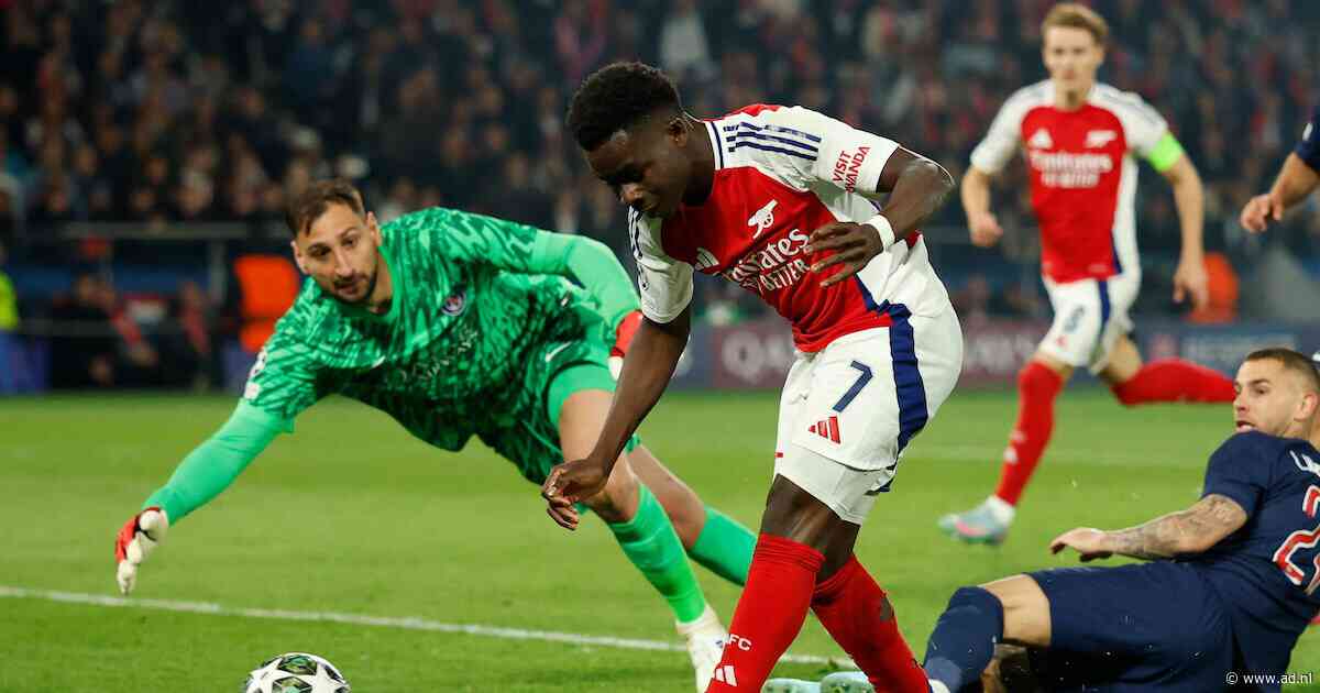 Arsenal mag toch weer hopen in Parijs na goal van Saka, maar heeft nog twee treffers nodig