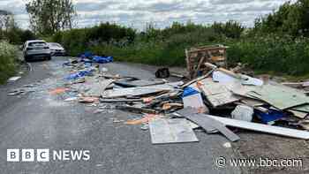 Police attend large fly-tip dumped at blind bend