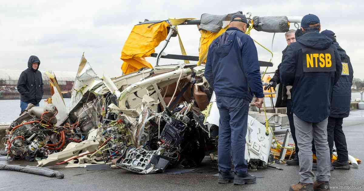 Haunting images of doomed New York helicopter wreckage after crash kills six people