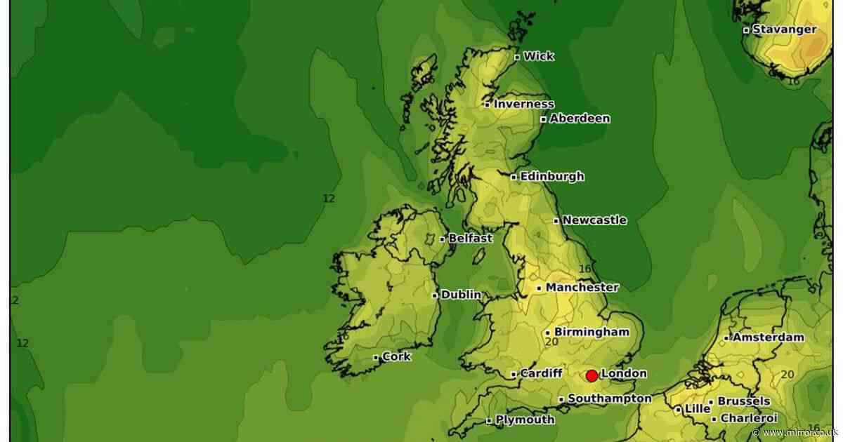 New UK weather maps show exact date and time 27C scorcher to hit Brits