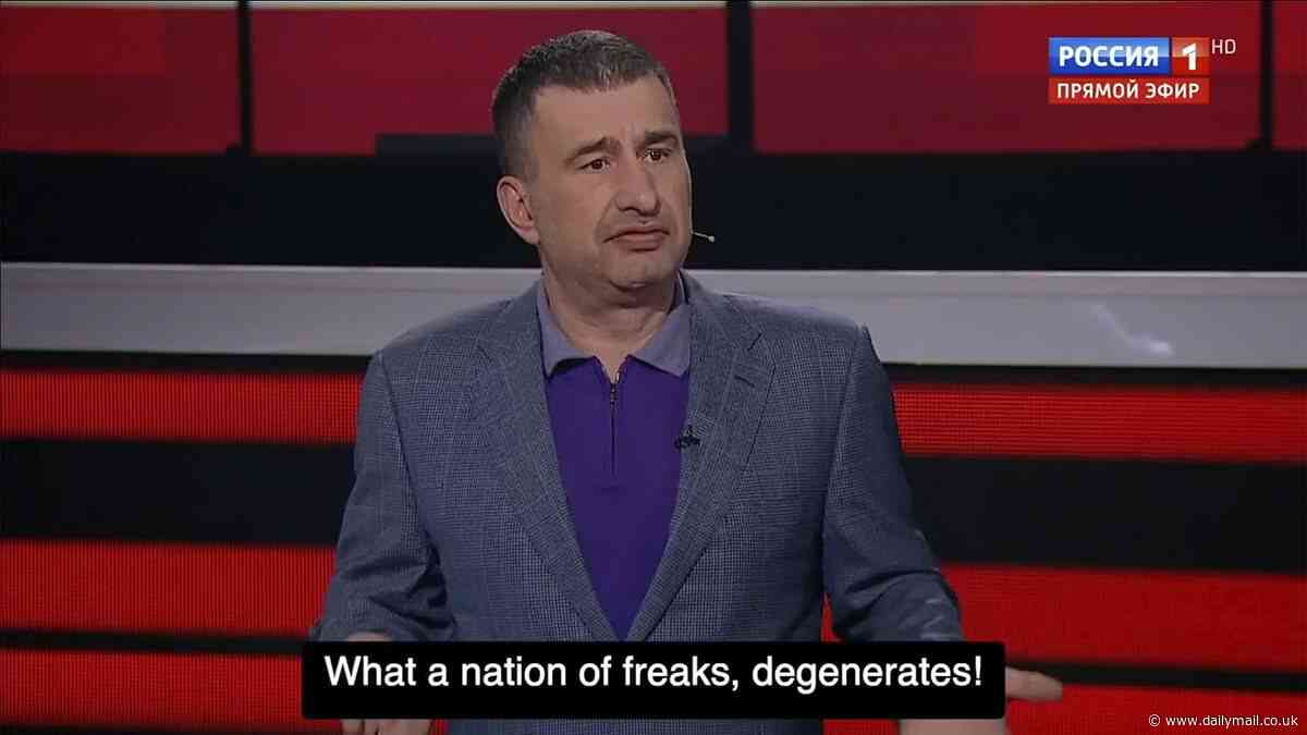 Putin's propagandists call UK 'a nation of freaks' and warn Brits 'to leave the country within 24 hours or be sunk under a nuclear tidal wave' in disturbing WW3 threat