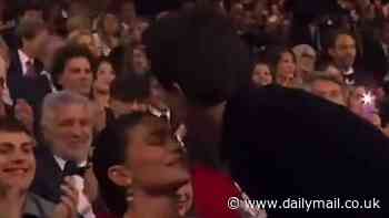Kylie Jenner suffers awkward moment as boyfriend Timothee Chalamet swerves her kiss while accepting acting award