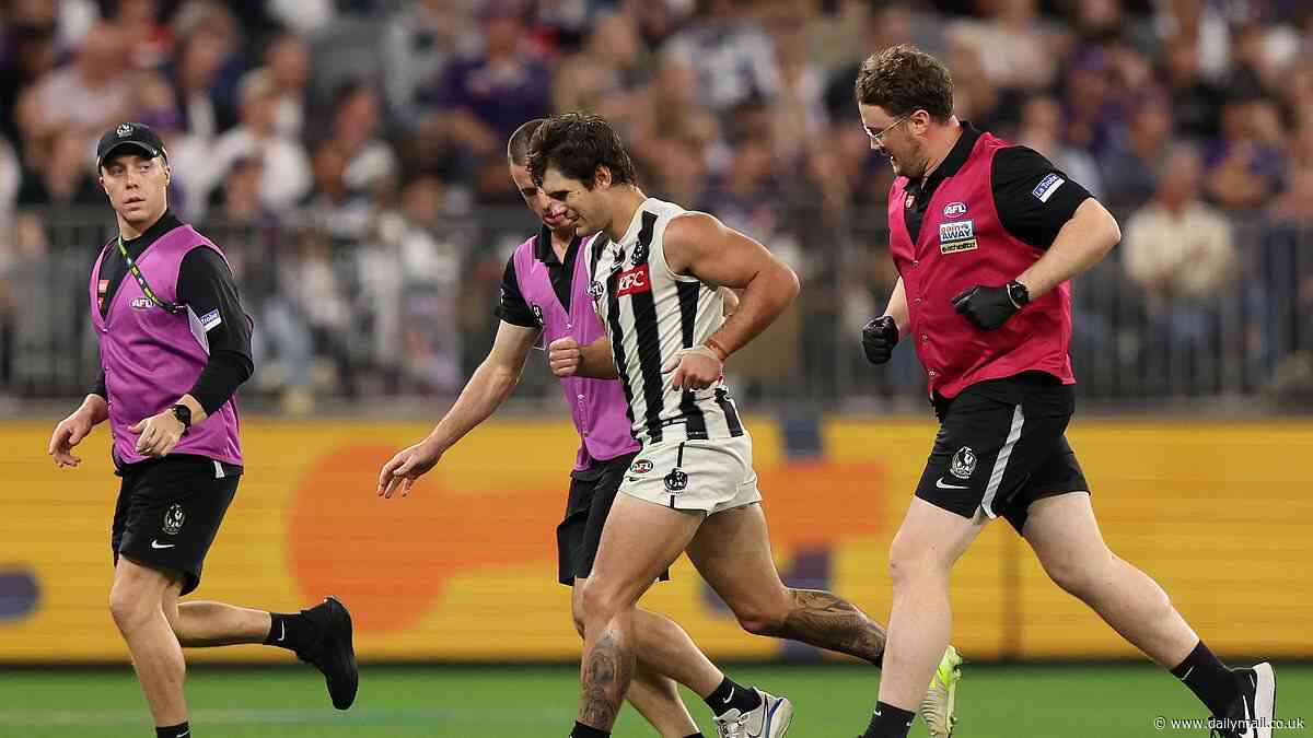 Concerned Darcy Moore blasts AFL umpires for choosing not to stop Collingwood's clash against Fremantle after horrific collision: 'It didn't feel right'