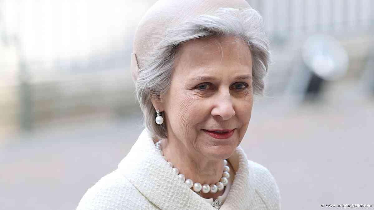 The Duchess of Gloucester curtsies to King Charles during family reunion