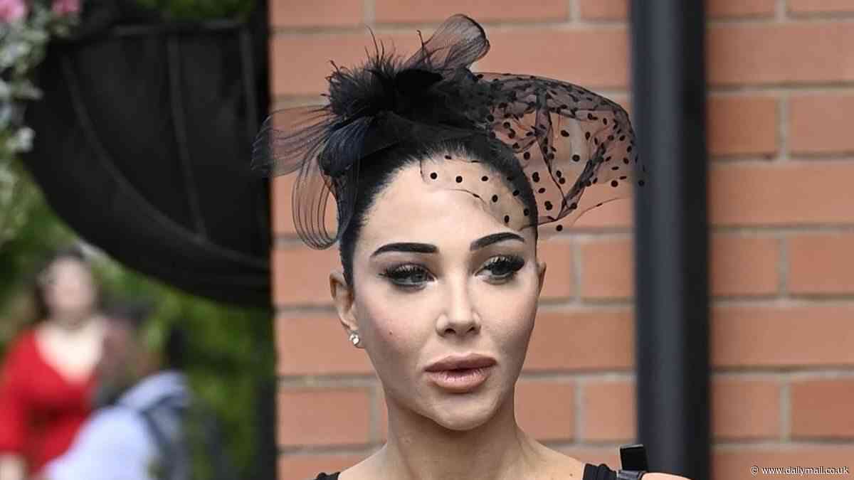 Tulisa puts on a leggy display in a white mini skirt as she attends Ladies Day at Chester Races