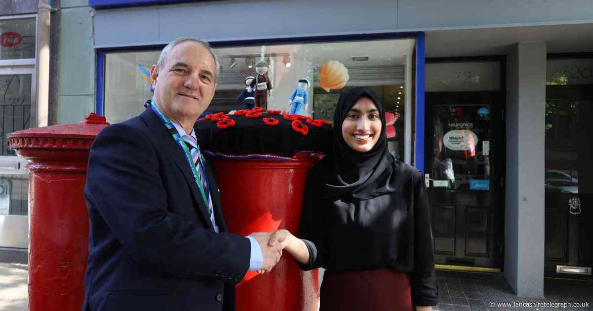 Young Blackburn resident's crochet postbox topper honours VE Day