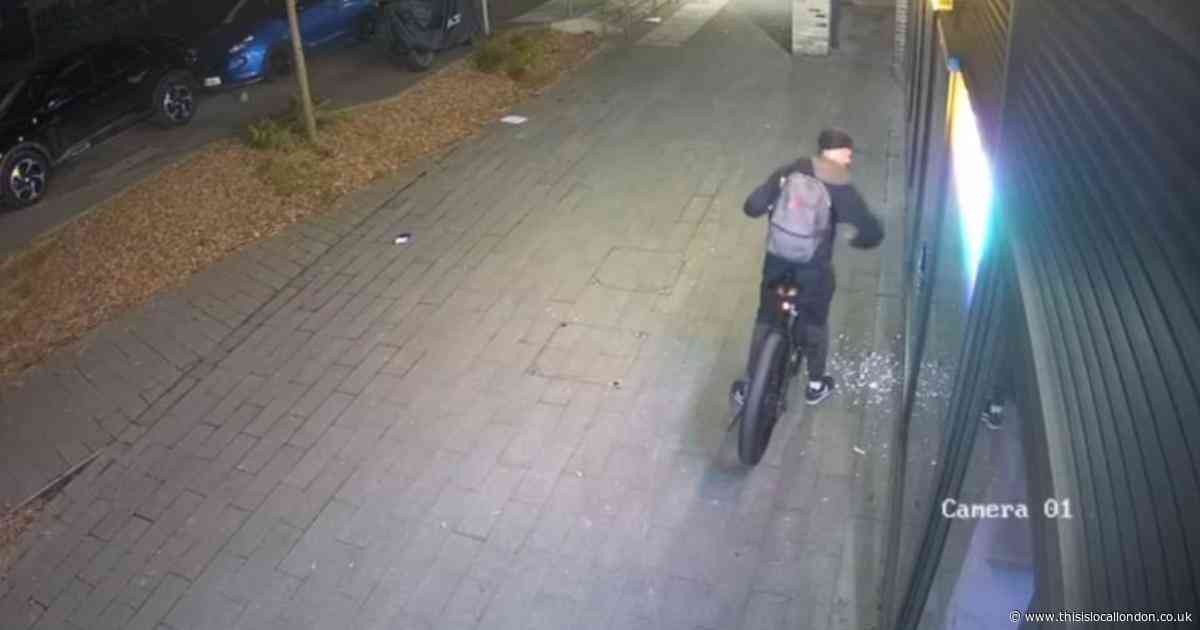 Watch the moment man smashes Dagenham cake shop window - causing thousands in damage