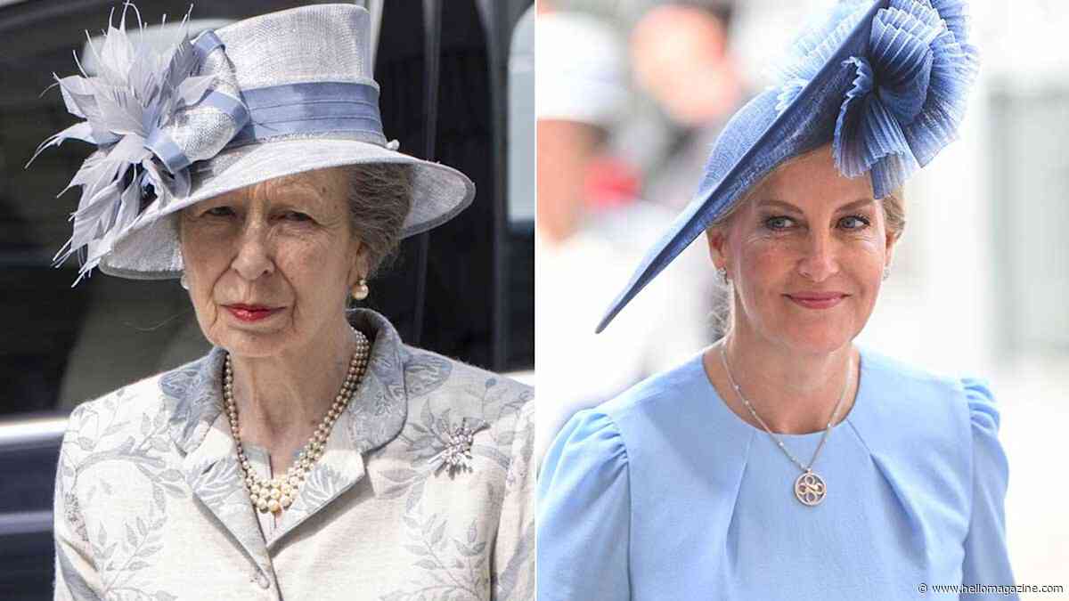 Princess Anne pictured sharing intimate moment with Duchess Sophie during VE Day service 