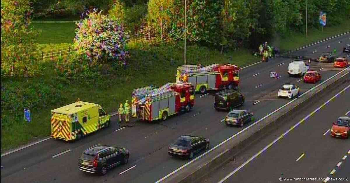 Car bursts into flames on M62 as fire service rushes to scene