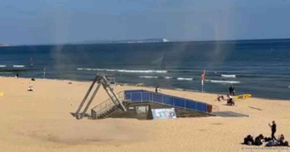 WATCH: Moment a 'mini tornado' appears on beach