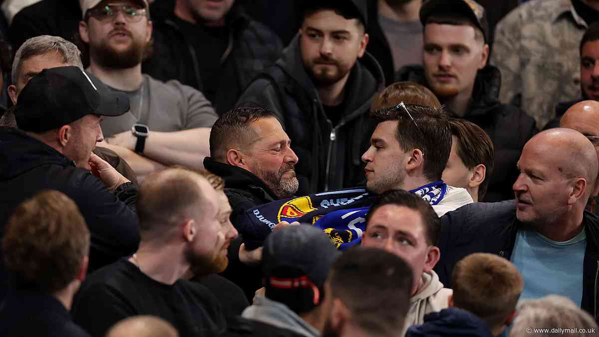 Chelsea's shame in the stands: Fans brawl with 8,000 Swedish supporters who got hold of tickets in home end - leaving club with questions to answer
