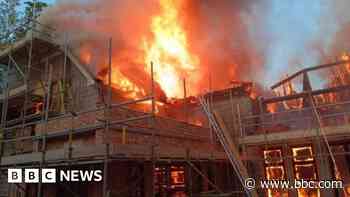 Firefighters tackle blaze at house being built