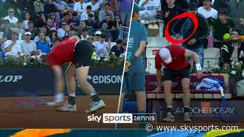 Shapovalov smashes racket in anger... then gives it to a fan!
