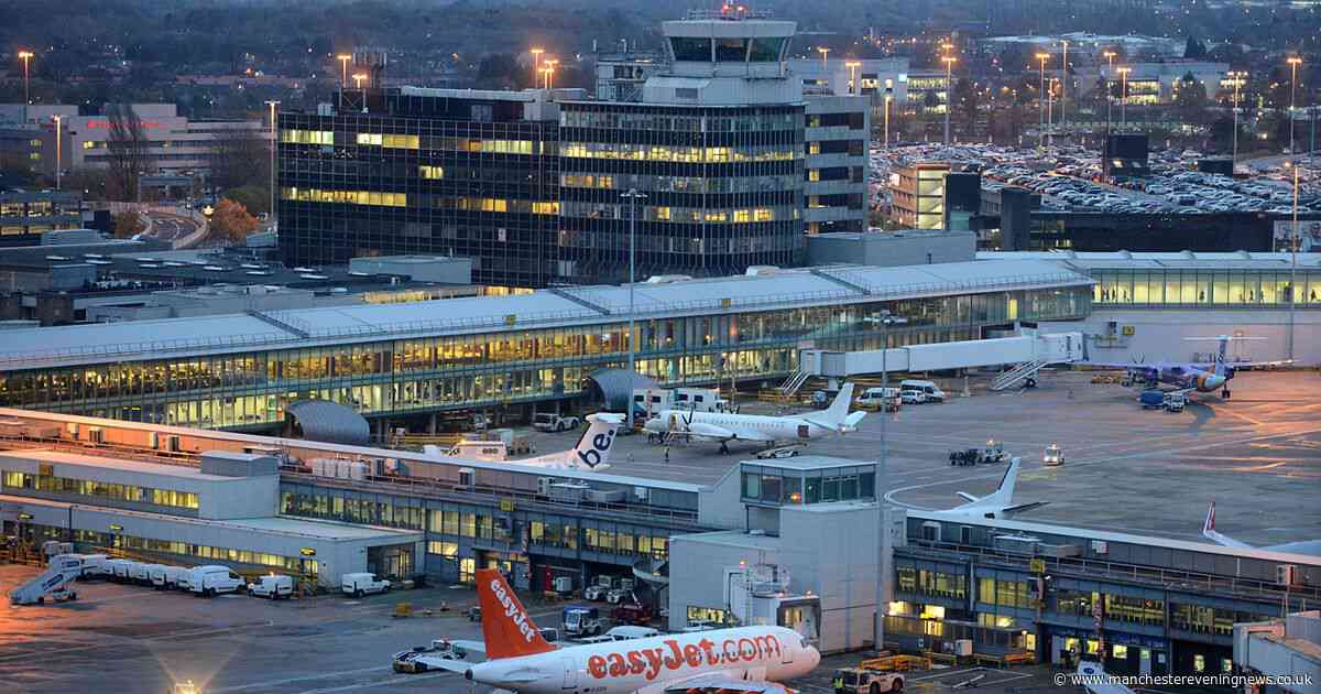 Flights ARE delayed as fleet of buses mobilised to move passengers to a different terminal amid power cut at Manchester Airport