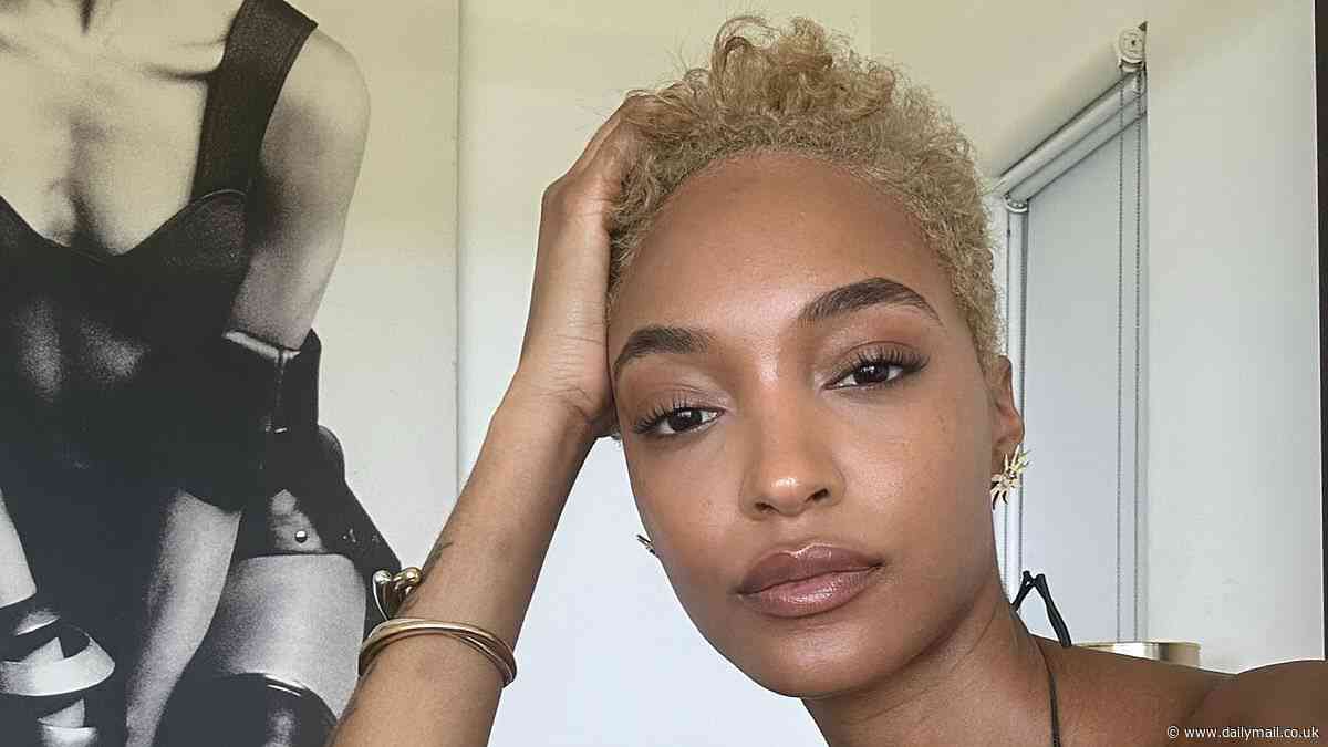 Jourdan Dunn, 34, sends pulses racing in a sparkly black bikini as she shows off her major style transformation during a lavish trip to Jamaica
