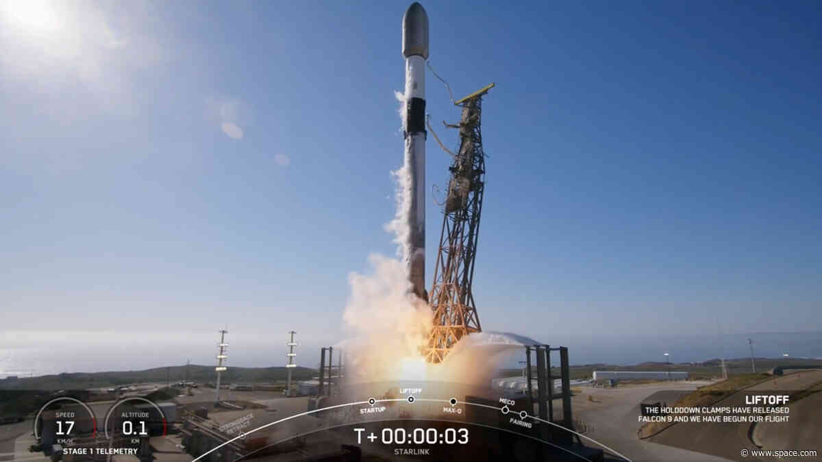 SpaceX Falcon 9 rocket launches Starlink satellites from California, lands on ship at sea
