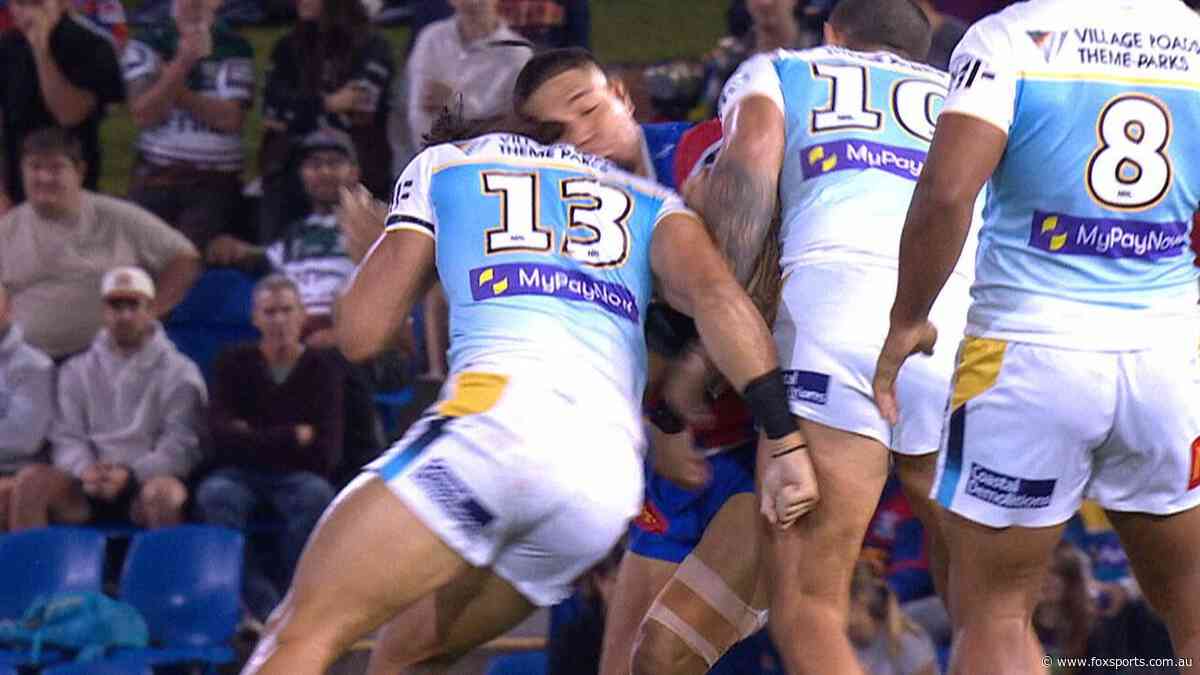 ‘Two weeks ago he’d be in the sin bin’: Tino levels rival prop in first minute... but avoids a charge