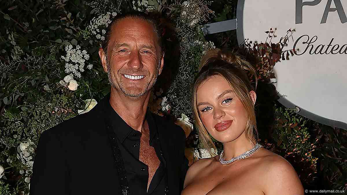 Justin Hemmes' pregnant partner Madeline Holtznagel cradles her huge baby bump in a racy sheer dress as they join Tyra Banks and Pip Edwards at glamorous Silver Party