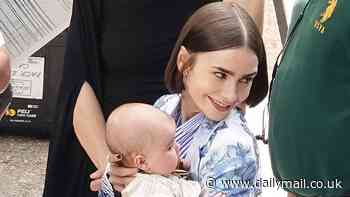 What a gorgeous Lily baby! Emily in Paris star surprises cast members with her new daughter as the four-month-old is centre of attention during filming of hit Netflix series in Rome