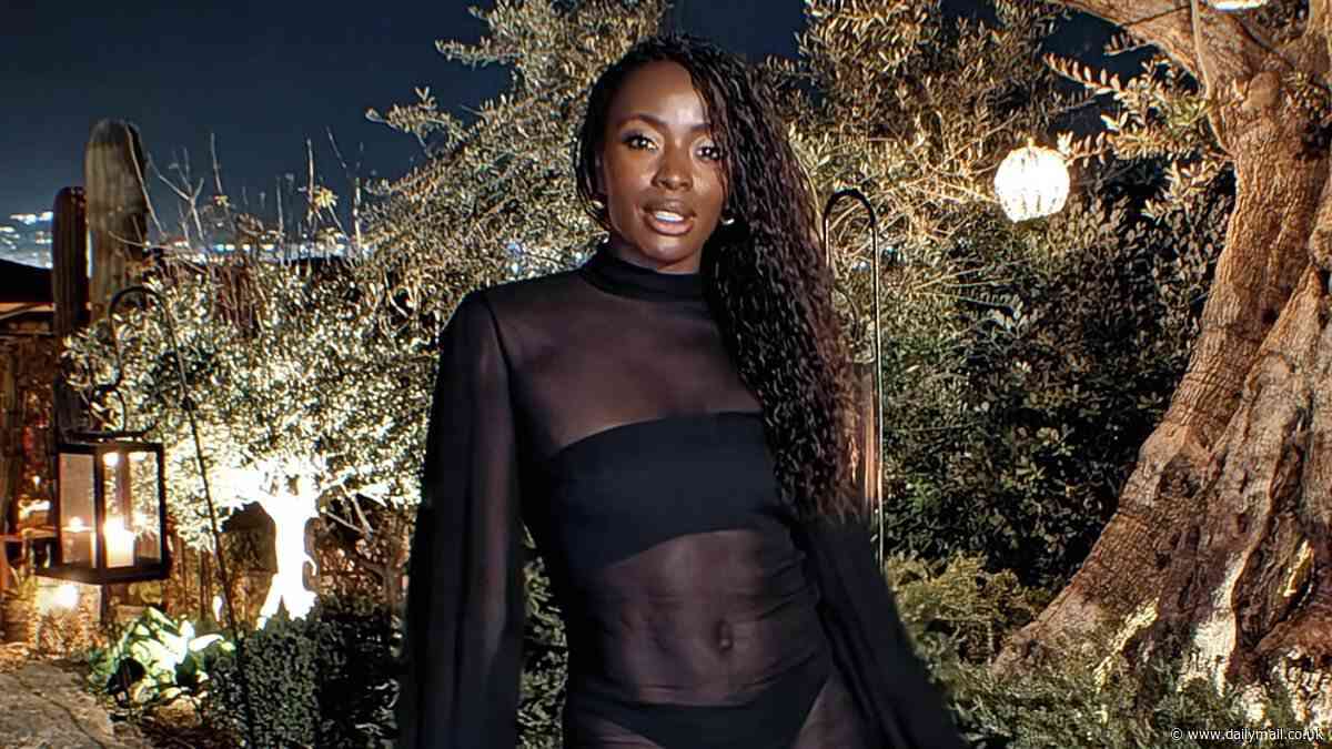 AJ Odudu shows off her incredible figure in a completely sheer mini dress as she enjoys night out on Ibiza holiday